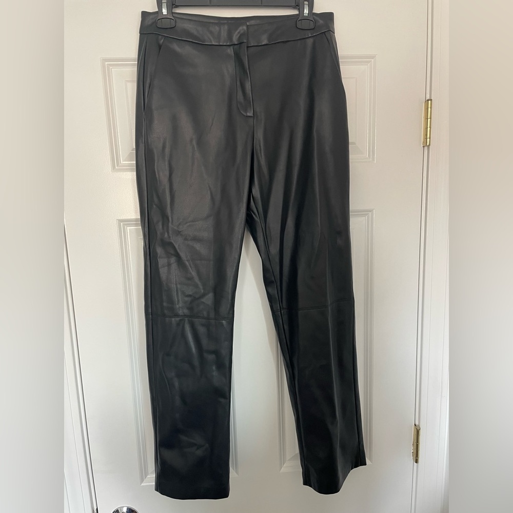 Black faux leather pants